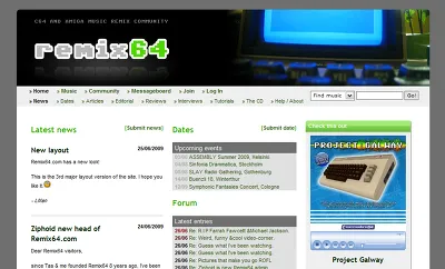 Remix64 Layout Version 3, used 2009 until present day. Screenshot shows the page as of June 2009