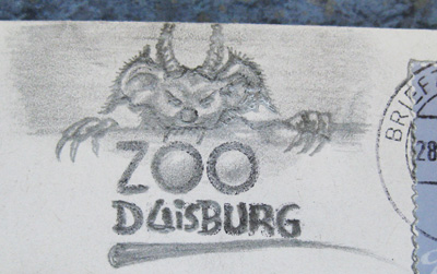 Satanic Koala (original size 2,5 cm, superimposed on postmark)